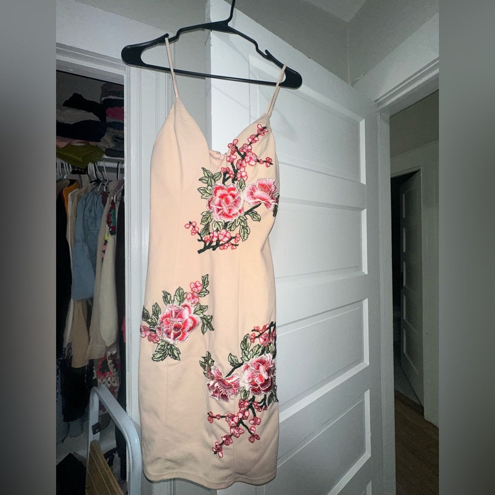 Floral Embroidered Cream Dress